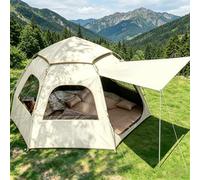Blackout Cabin Tent, 4 Person Instant Pop Up Tent, Waterproof Windproof with Removable Rainfly, Pre-Assembled Poles Easy Installation, Outdoor Family Tent for Camping Backyard Sleepover A