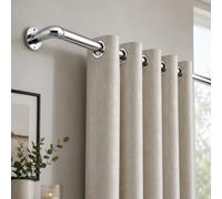 (Blackout Chrome, 70-120 cm (28" - 48" In)) Metal Curtain Pole & Hold Backs Extendable Curtain Pole 28mm with Curtain Rings Finials Brackets Rod Fittings OR Curtain Holdback Pair