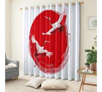 Blackout Cream Curtains for Bedroom, Minimalist Japanese Animals Prints Grommet Curtains Thermal 2 Panels Drapes Soft Noise Reduce Drapes Sets for Bedroom Decoration 46.1" x 90.2" (W x L)
