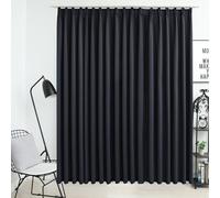 Blackout Curtain 290x245 cm Black 100% Polyester with Metal Hooks Thermal Lined