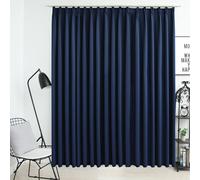 Blackout Curtain 290x245 cm Blue 100% Polyester with Metal Hooks Heavy-Drape Bed