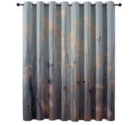 Blackout Curtain Abstract Close Up Weeds Theme, Gray Blue Thermal Insulated Energy Saving Curtains W 66" x L 90" (2 Panels) with Eyelet - for Kids Bedroom Living Room Art Gallery