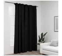 Blackout Curtain Anthracite 290x245cm Linen-Look 100% Polyester w/Metal Hooks UK