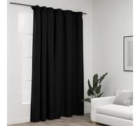 Blackout Curtain Anthracite Linen-Look 290x245cm 100% Polyester with Hooks