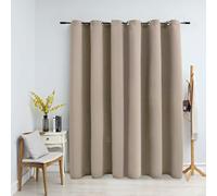 Blackout Curtain Beige 290x245 cm 100% Polyester Metal Rings Heavy Thermal Lined