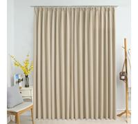 Blackout Curtain Beige 290x245 cm 100% Polyester with Metal Hooks Room Darkener