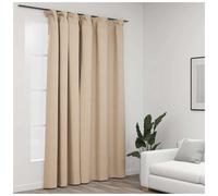 Blackout Curtain Beige 290x245 cm Linen-Look 100% Polyester with Metal Hooks Set
