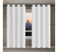 Blackout Curtain for Living Room 135 x 170 cm Super Soft Thermal Blackout Eyelet Waterproof Curtains Curtains Extra Long for Small Windows Kitchen Bedroom, White