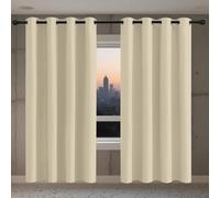 Blackout Curtain for Living Room 137 x 161 cm Super Soft Thermal Blackout Eyelet Waterproof Curtains Curtains Extra Long for Small Windows Kitchen Bedroom, Cream Color