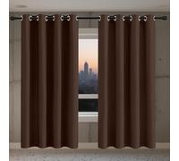 Blackout Curtain for Living Room 141 x 172 cm Super Soft Thermal Blackout Eyelet Waterproof Curtains Curtains Extra Long for Small Windows Kitchen Bedroom, Brown