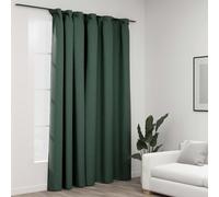 Blackout Curtain Green 290x245cm Linen-Look 100% Polyester Metal Hooks