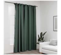Blackout Curtain Green 290x245cm Linen-Look 100% Polyester with Metal Hooks Eco