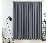 Blackout Curtain Grey 290x245 cm 100% Polyester With Metal Hooks - Elegant Lined