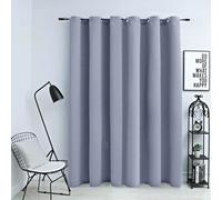 Blackout Curtain Grey 290x245cm 100% Polyester with Metal Eyelets Privacy Lining