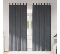 Blackout Curtain Pair 140x225cm Super Light Grey Velvet Thermal Eyelet Drapes XL