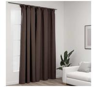 Blackout Curtain Taupe 290x245 cm Linen-Look 100% Polyester with 20 Metal Hooks