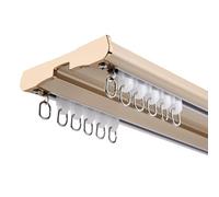 Blackout Curtain Tracks Double Curtain Track Ceiling Curtain Rail, Silent Heavy Aluminum Duty Rod System 1m-6m for Bedroom Room Divider Bay Window(Gold,2.3(m))