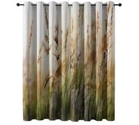 Blackout Curtain Watercolor Illustration Weeds Theme, Brown Green Thermal Insulated Energy Saving Curtains W 66" x L 72" (2 Panels) with Eyelet - for Kids Bedroom Living Room Art Gallery
