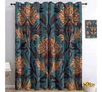 Blackout Curtain William Morris Flowers Leaves Saving Curtains Light Cyan 2 Panels Drapes Eyelet Thermal Insulated Curtains Print Bedroom Darkening Curtains For Living Room 46” W x 90” L