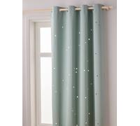 Blackout Curtain with Eyelets & Perforated Motifs green/print