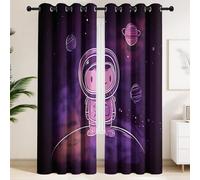 Blackout Curtains 120 x 190 CM - Cartoon astronaut, moon, planet, vast space Thermal Curtains, Adjustable & Breathable Young teenagers bedroom Drapes,Whimsical sci-fi