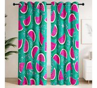 Blackout Curtains 120 x 190 CM - Thermal Curtains with Seamless, Refreshing, Repeat Pattern, Watermelon Slices, Polka Dots, Set of 2 Extra Wide Drapes for Children's Room, Master Bedroom