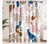 Blackout Curtains 135 x 200 CM - Pink, Brown & Blue Leopard Animal Print Thermal Curtains, Adjustable & Breathable Feminine Bedroom Drapes,Abstract, Bold, Playful, Fashionable