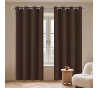 Blackout Curtains 141 x 202 cm Eyelet Insulated Blackout Eyelet Thermal Curtains & Drapes for Window Treatment Living Room/Kitchen, Brown