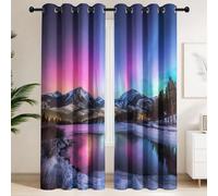 Blackout Curtains 150 x 200 CM - Thermal Curtains with Northern Lights, Starry Sky, Grand Realism, Scenery, Digital Painting, Set of 2 Extra Wide Drapes for Living Room, Master Bedroom
