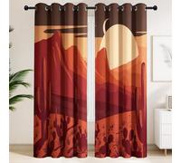Blackout Curtains 180 x 200 CM - Cactus, Crescent Moon & Terracotta Wilds Thermal Curtains, Adjustable & Breathable Bedroom Drapes,Mexican Ethic Style & Traditional Calm
