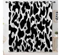 Blackout Curtains 2 Panels 46 × 90 Inch, Thermal Insulated Eyelet Window Drapes, Cow Print Geometric Patterns Abstract Designs Printed Bedroom Curtains, Room Darkening Noise Reducing Black Curtain