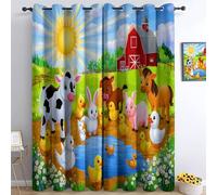 Blackout Curtains 2 Panels W 46 x L 72 inches pastoral style Cartoon Farm Animals Window Drapes, Multicolor Insulated Grommet Eyelet Curtains for Living Room Bedroom Kids Room