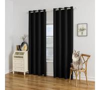 Blackout Curtains 2 Pieces 110 x 240 cm 100% Polyester Thermal Grommet Drapes with Ties Satin Finish Perfect for Bedroom Light Blocking Energy Efficient