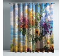 Blackout Curtains 200x200 - Thermal Curtains with Flowers vase potted plant, Soft Pastel Palette and Nostalgic Retro Warm Still Life Aesthetic, Set of 2 Drapes for Bedroom Study Room Airbnb Cottage