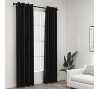 Blackout Curtains 2pc Anthracite 140x225cm Linen-Look 100% Polyester Grommet Set
