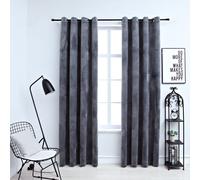 Blackout Curtains 2pc Anthracite Velvet 100% Polyester 140 x 225 cm Rings Eyelet