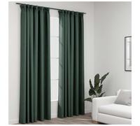 vidaXL Linen-Look Blackout Curtains with Hooks 2 pcs Green 140x225 cm, Green