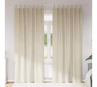 Blackout Curtains 2pc Set Cream Velvet 140x245cm Eyelets Thermal Light-Blocking