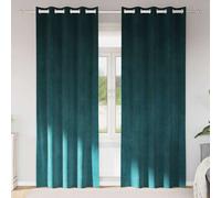Blackout Curtains 2pc Velvet Dark Green 140x225cm Thermal Lined Eyelet Luxury UK