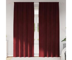 Blackout Curtains 2pc Wine Red Velvet 140x260cm Eyelet Lined Thermal Drapes Soft