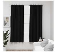 Blackout Curtains 2pcs Anthracite 140x175cm Linen-Look 100% Polyester with Hooks