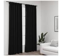Blackout Curtains 2pcs Anthracite 140x225cm Linen-Look 100% Polyester with Hooks