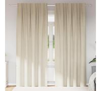 Blackout Curtains 2pcs Cream Velvet 140x260 cm Thermal Light Blocking Luxury Set