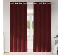 Blackout Curtains 2pcs Wine Red Velvet 140x260cm Eyelet Thermal Lined Set -Pair
