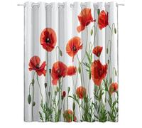 Blackout Curtains 46" W x 54" L x 2, Plant Flower Poppy Eyelet Curtains, Color Curtains & Drapes for Bedroom Living Room, Home Decoration Soundproof Curtains