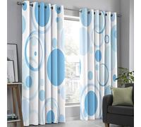 Blackout Curtains 54 Inch Length 2 Panels Set Modern Polka Dots Circles Printed Drapes Geometric Illustration Thermal Curtains For Bedroom With Black Liner Sound Proof Window Drapes, Sky Blue