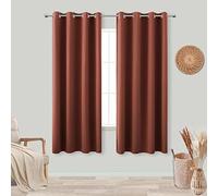 Blackout Curtains 63 Inches Long for Bedroom 2 Panels Set Grommet Room Darkening Boho Thermal Insulated Curtains for Window Insulation Living 52x63 Length Burnt Orange Brick Rust Terracotta Red