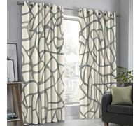 Blackout Curtains 72 Inch Length 2 Panels Set Abstract Hand-Drawn Lines Printed Drapes Elegant Geometry Thermal Curtains For Bedroom With Black Liner Sound Proof Window Drapes, Cream Color