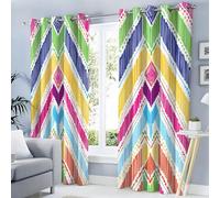 Blackout Curtains 72 Inch Length 2 Panels Set Hand-Drawn Rainbow Lines Printed Drapes Fun Doodles Thermal Curtains For Bedroom With Black Liner Sound Proof Window Drapes, Yellow And Blue