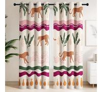 Blackout Curtains 90 x 190 CM - Thermal Curtains with Leopard Tiger Palm Trees Tropical Fruits, Exotic Tribal Primitive Natural, Set of 2 Extra Wide Drapes for Living Room, Bedroom, B&B
